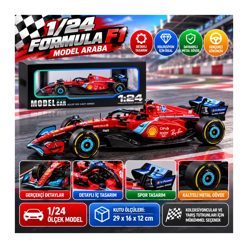 1/24 Formula F1 Kırmızı Model Araba