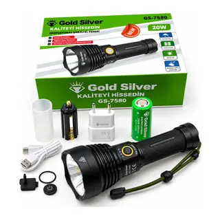 GS-7580 20 Watt 1200 Lümen Süper LED Profesyonel Şarjlı El Feneri