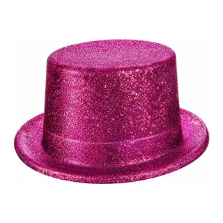 Fuşya Simli Glitter Silindir Parti Şapkası