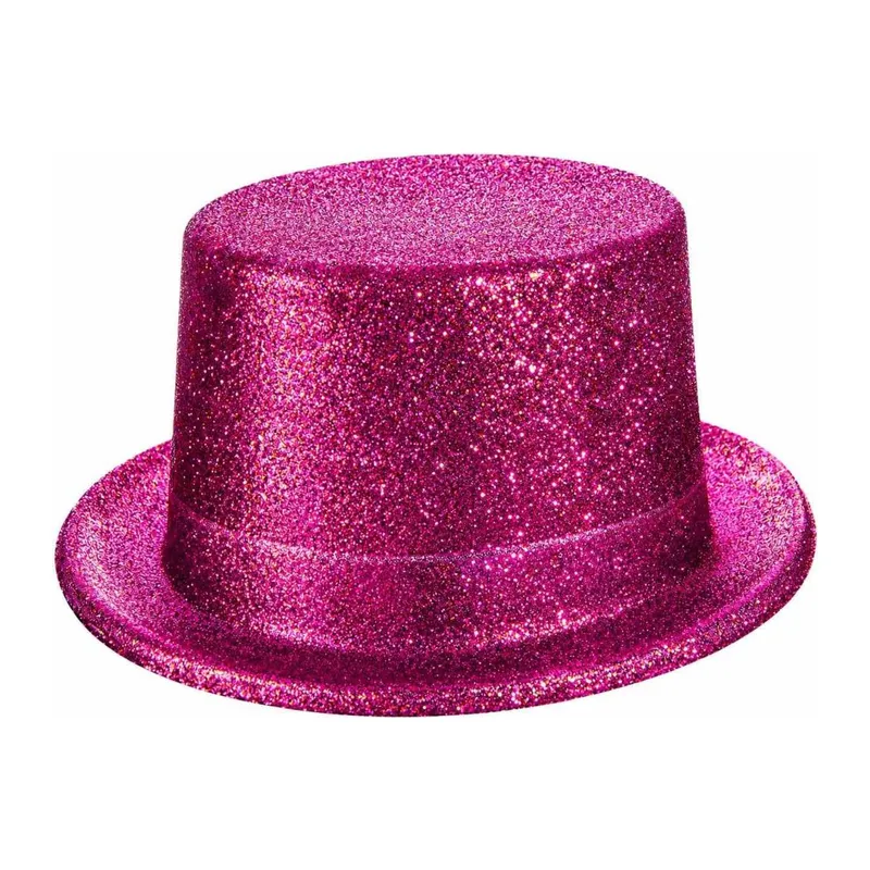 Fuşya Simli Glitter Silindir Parti Şapkası