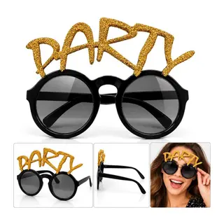 Altın Simli PARTY Yazılı Parti Gözlüğü