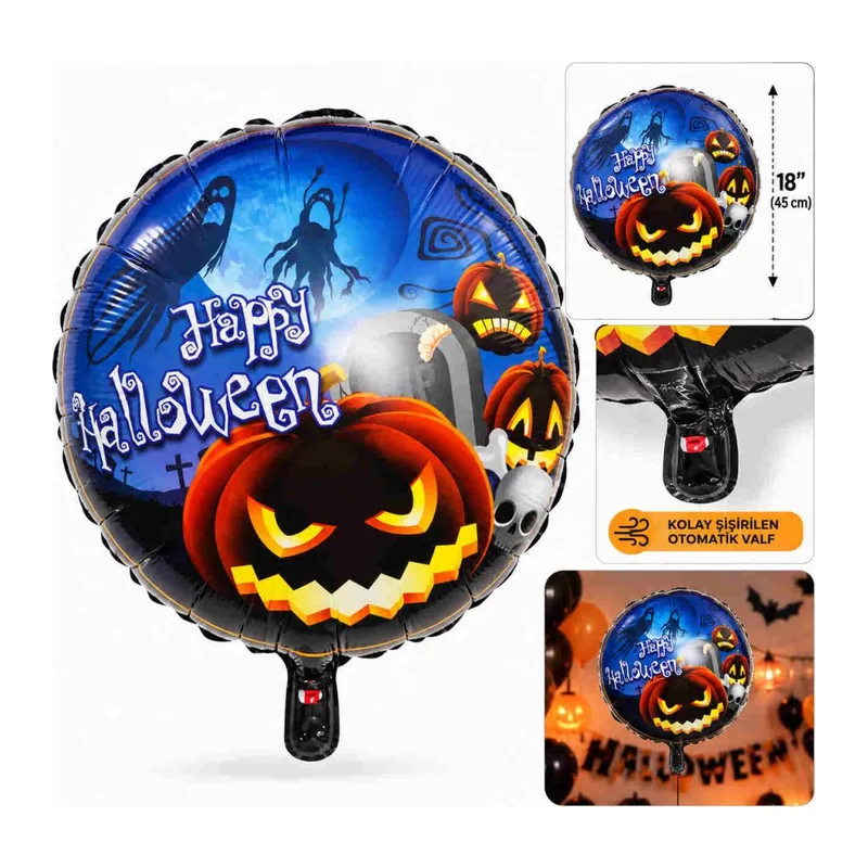 Balkabağı Desenli Folyo Balon 18 İnç – 45 cm