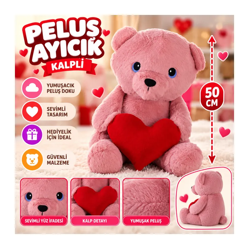 7999 50 Cm Pembe Kalpli Ayı