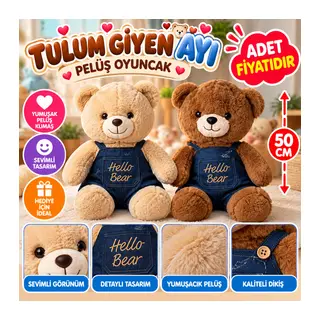 PL50226 50 CM TULUM GİYEN AYI PELUŞ OYUNCAK (adet fiyatıdır)