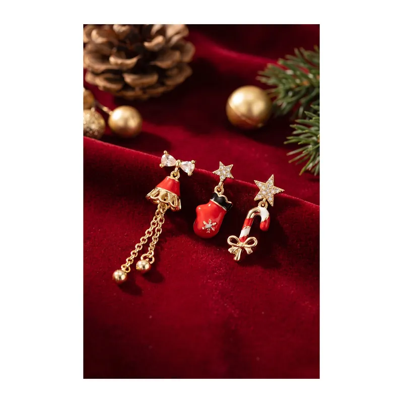 Christmas Koleksiyonu Zirkon Taşlı Yılbaşı Küpe