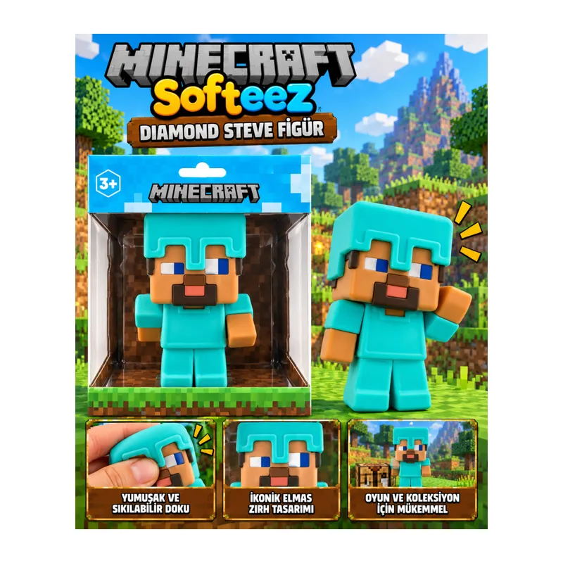 Minecraft Softeez Diamond Steve Figür
