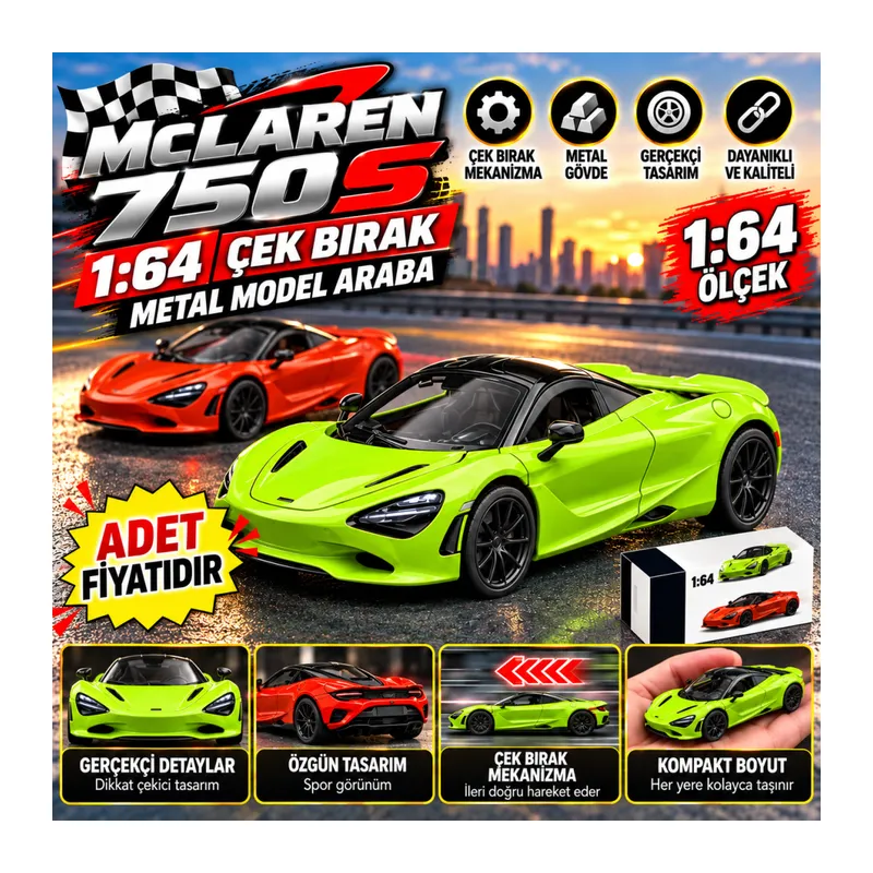 RW8864 1:64 750S ÇEK BIR.ARABA METAL MODEL ARABA (adet fiyatıdır)
