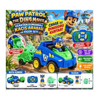 The Dino Movie Uzaktan Kumandalı Kaçış Arabası ve Figür Seti