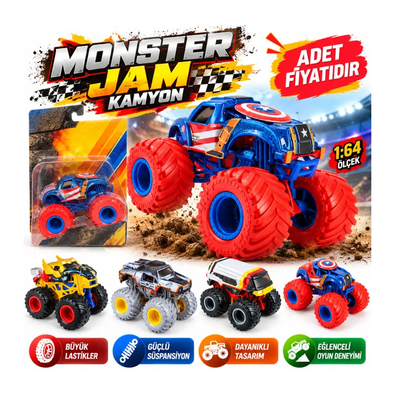 Monster Jam Kamyon Marvel Tekli Paket (adet fiyatıdır)