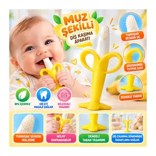 Muz Şekilli Diş Kaşıma Aparatı – Bebekler İçin Silikon Diş Kaşıyıcı, Diş Çıkarma Oyuncağı