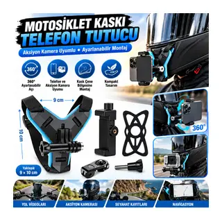 Motorsiklet Kask Önü Takılan Telefon Tutucu Aksiyon Kamerası Takılabilen Aparat