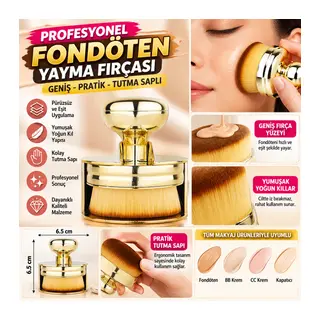 Profesyonel Geniş Pratik Tutma Saplı Gold Büyük Fondöten Yayma Fırçası