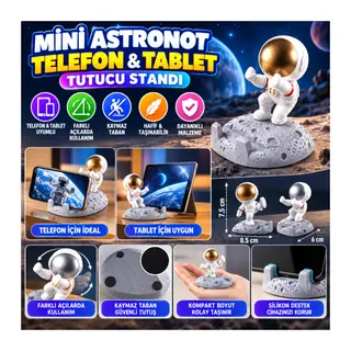 Mini Astronot Model Telefon ve Tablet Tutucu Standı