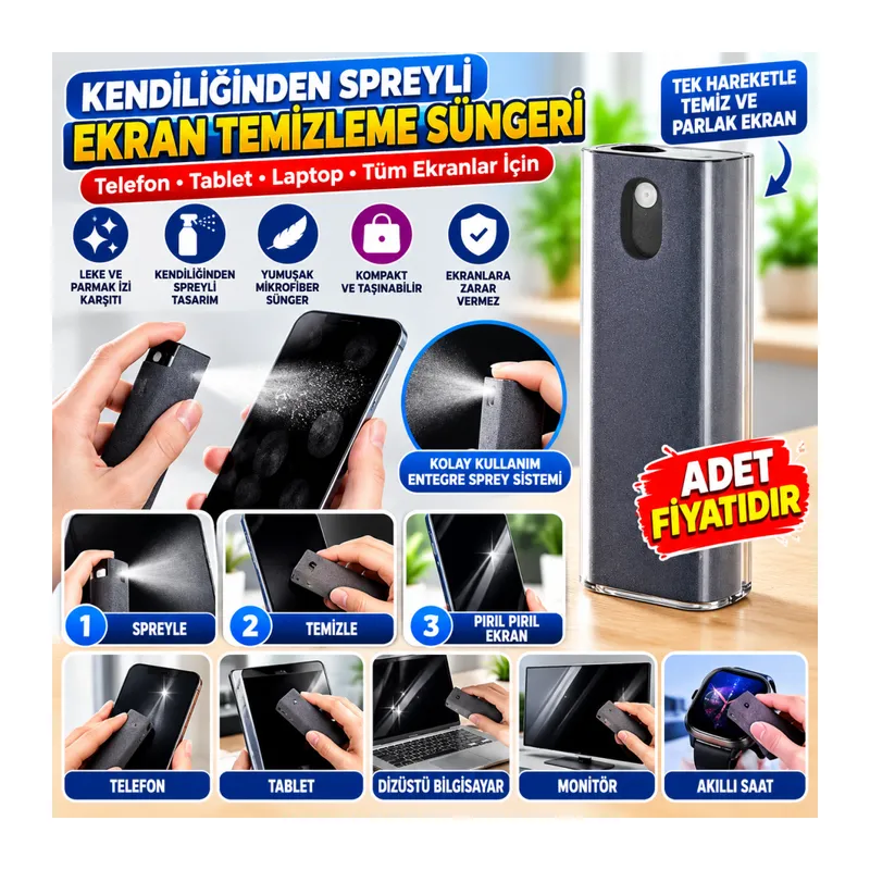Telefon,Tablet Ekranı İçin Kendiliğinden Spreyli Ekran Temizleme Süngeri (adet fiyatıdır)