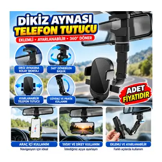 Dikiz Aynasına Takılabilen Eklemli Telefon Tutucu Aparat