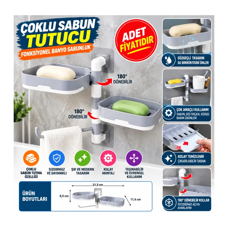 Çoklu Sabun Tutucu Fonksiyonel Banyo Sabunluk (adet fiyatıdır)