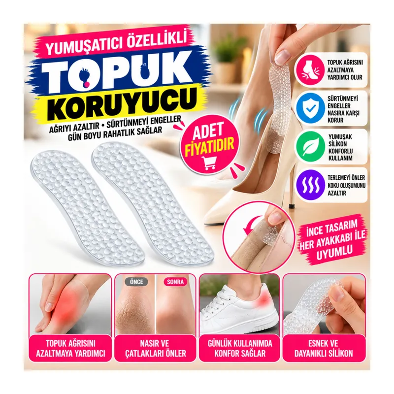 Yumuşatıcı Özellikli Topuk Ağrısını Gidermeye Yardımcı Çok Amaçlı Ortapedik İnce Tasarımlı (adet fiyatıdır)
