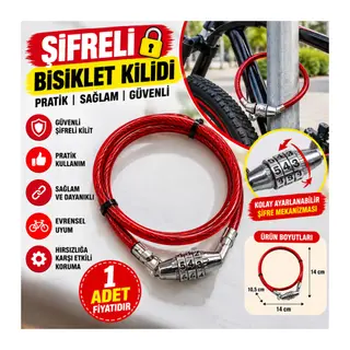 Şifreli Pratik ve Sağlam Bisiklet Kilidi (adet fiyatıdır)