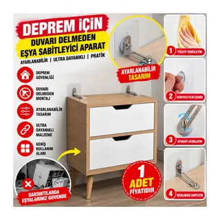 Deprem İçin Ultra Dayanıklı Çivisiz Duvarı Delmeden Ayarlanabilir Eşya Sabitleyici Aparat(adet fiyatıdır)