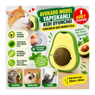 Avokado Model Yapışkanlı Kedi Oyuncağı Yenilebilir Kedi Nanesi Otu (adet fiyatıdır)