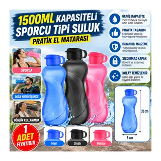 1500ML Kapasiteli Sporcu Tipi Suluk Pratik El Matarası (adet fiyatıdır)