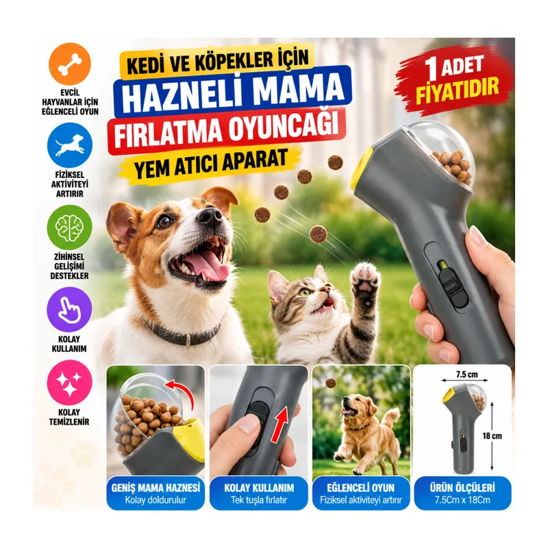 Kedi ve Köpekler İçin Hazneli Mama Fırlatma Oyuncağı Yem Atıcı Aparat (adet fiyatıdır)