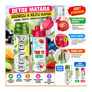 Tutma Saplı Kilitli Kendiliğinden Süzgeçli Kolay Taşınabilir Detoks Sporcu Diyet Matarası (adet fiyatıdır)