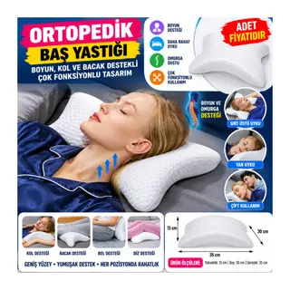 Ortopedik Geniş Boyuna Uyumlu Kol ve Bacak Destekli Yumuşak Kavisli Baş Yastığı (adet fiyatıdır)