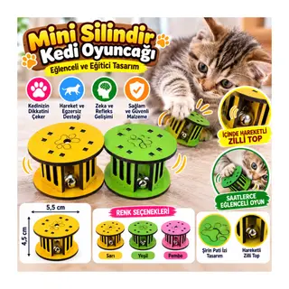 Mini Silindir Eğlenceli Renkli Sağlam Küçük Pati İzi Şekilli Kedi Oyuncağı