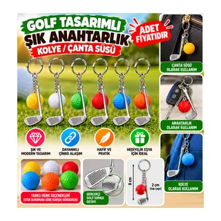 Gerçekçi Golf Tasarımlı Şık Anahtarlık Kolye Çanta Süsü Golf Keychain (adet fiyatıdır)