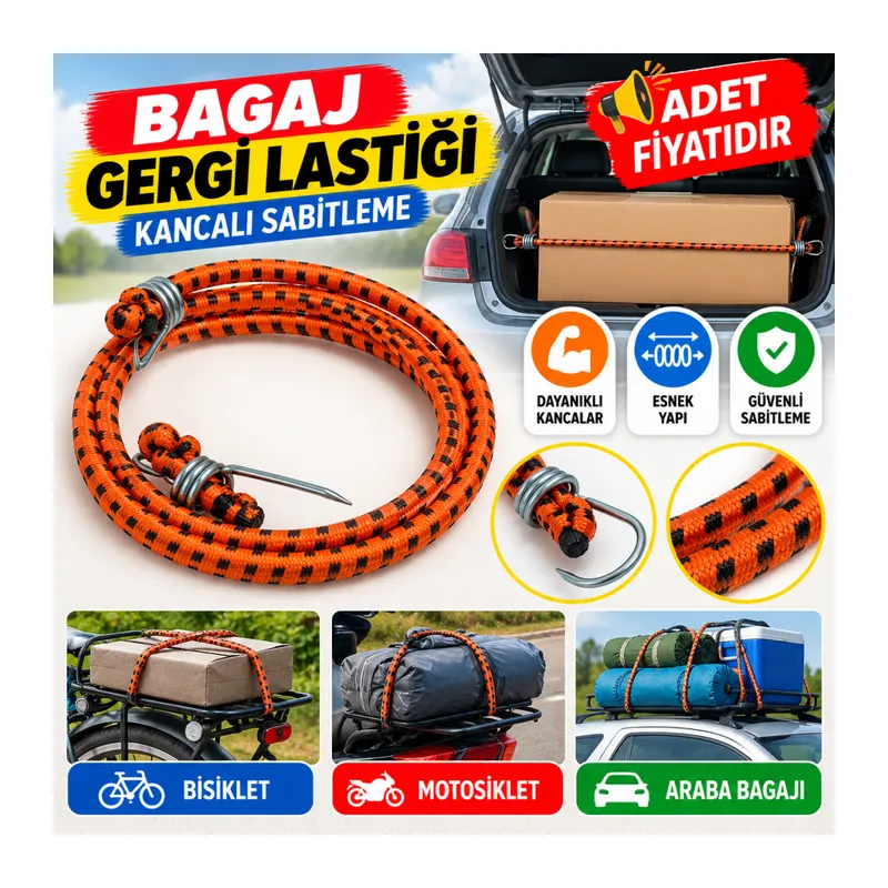 Bisiklet Araba Motosiklet Kancalı Bagaj Gergi Lastiği Sabitleme(adet fiyatıdır)