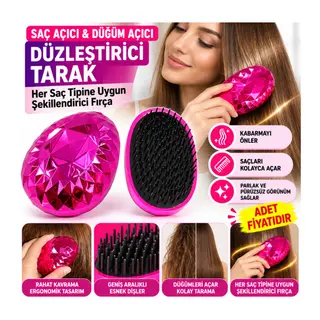 Neon Pembe Düzleştirici Tarak Geniş AralıklıHer Saç Tipine Uygun Fırçalı Saç Düzleştirici(adet fiyatıdır)