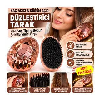 Rose Gold Saç Düzleştirici Tarak Geniş AralıklıHer Saç Tipine Uygun Fırçalı Saç Düzleştirici (adet fiyatıdır)