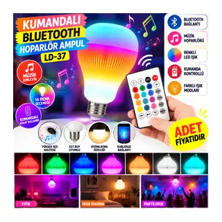 Kumandalı Bluetooth Hoparlör Ampul LD-37 (adet fiyatıdır)