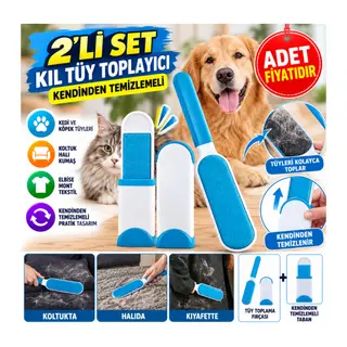 2Li Set Kıl Tüy Toplayıcı Kendinden Temizlemeli Tarak
