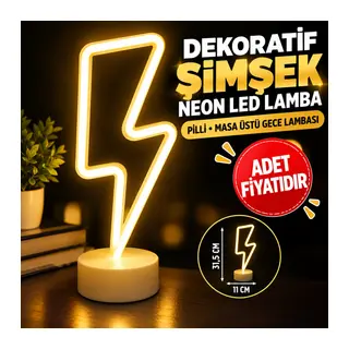 Dekoratif Şimşek Şeklinde Pilli Neon Led Lamba Süs Masa Lambası