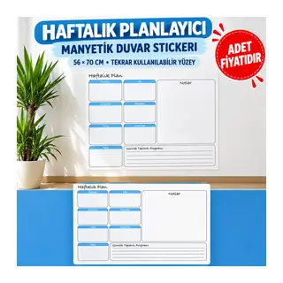 Haftalık Planlayıcı Manyetik Duvar Stickerı Takvim 56 cm x 70 cm
