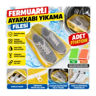 Çamaşır Makinesi İçinde Ayakkabı Terlik Yıkama Filesi Fermuarlı (adet fiyatıdır)