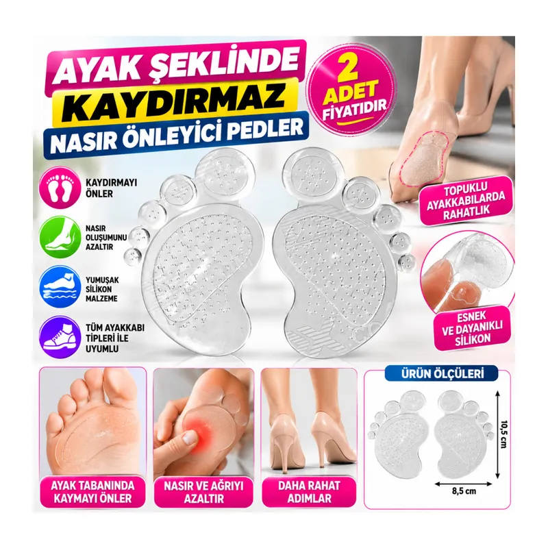 Ayakkabı İçi Ayak Kaydırmaz Dolgulu Rahat Silikon Pedi Tabanlığı