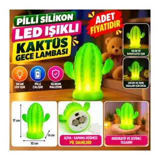 Pilli Silikon Led Işıklı Sevimli Kaktüs Gece Lambası Aydınlatması (adet fiyatıdır)