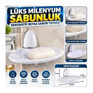 Lüks Milenyum Sabunluk Dekoratif Beyaz Sabun Tutucu Stand