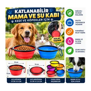 Katlanabilir Kedi Köpek Mama ve Su Kabı Köpek Oyuncağı