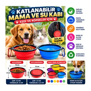 Katlanabilir Kedi Köpek Mama ve Su Kabı Köpek Oyuncağı