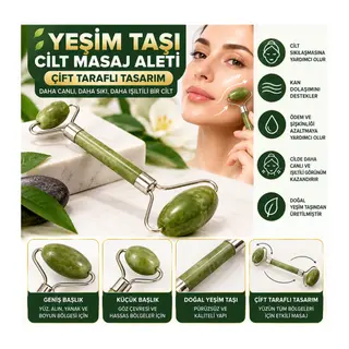Yeşim Taşı Çift Taraflı Cilt Masaj Aleti