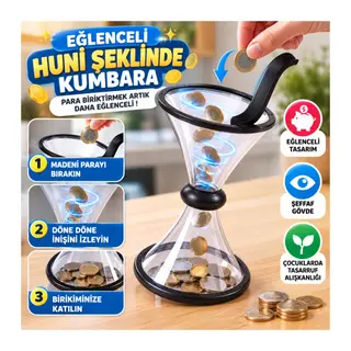 Eğlenceli Huni Şeklinde İlginç Şeffaf Para Biriktirme Kumbarası