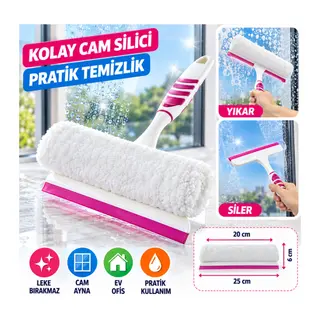 Pratik Kolay Mikrofiber Peluşlu Camsil Cam Silme Aleti Aparatı