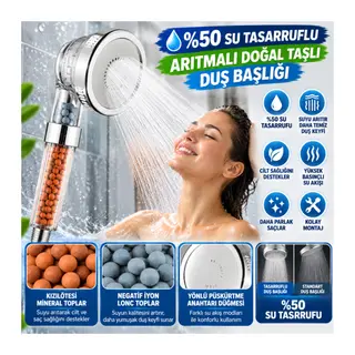 %50 Su Tasarruflu ve Arıtmalı Doğal Taşlı Banyo El Duş Başlığı