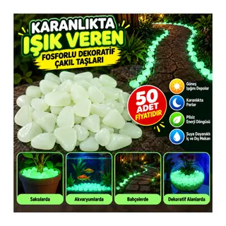 Gece Karanlıkta Işık Vererek Parlayan Dekoratif Çakıl Taşları