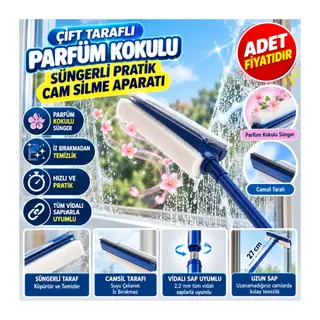 Çift Taraflı Parfüm Kokulu Süngerli Pratik Cam Silme Aparatı (adet fiyatıdır)