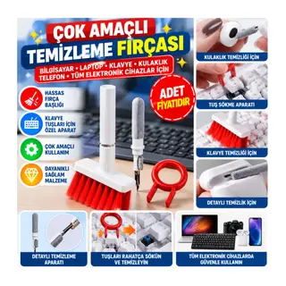 Çok Amaçlı Kırmızı Hassas Fırça Başlıklı Bilgisayar Laptop Temizleme Fırçası (adet fiyatıdır)